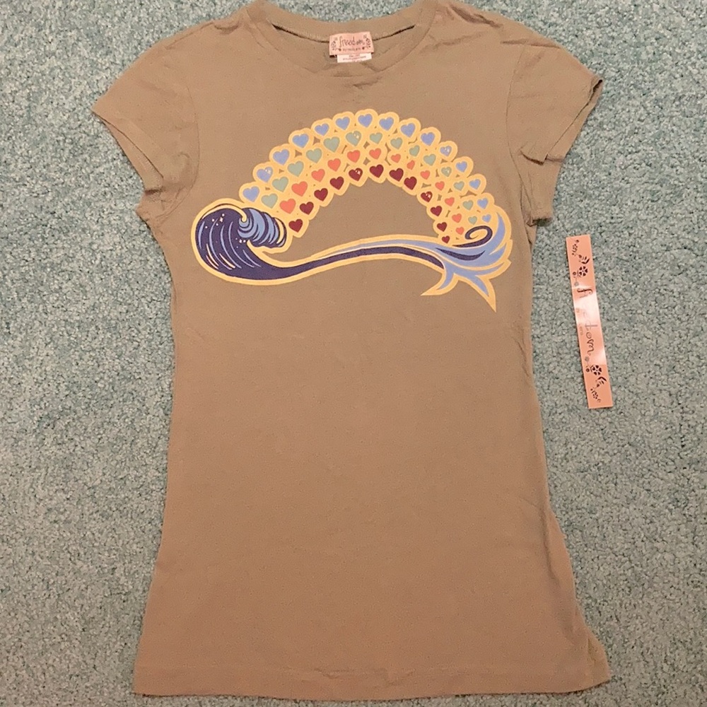 Freedom olive-green rainbow wave baby-tee